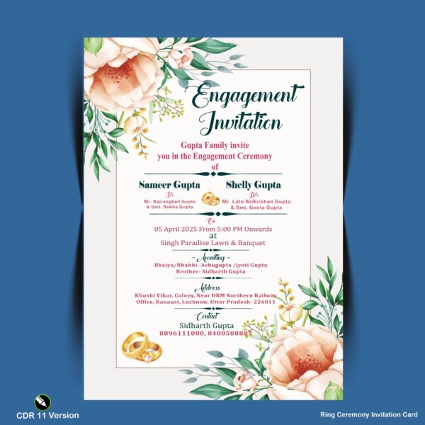 Ring Ceremony Invitation Card