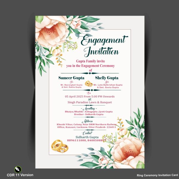 Ring Ceremony Invitation Card - Image 2