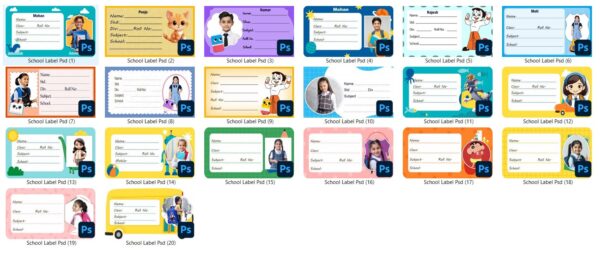 SCHOOL BOOK LABEL DESIGN PSD - Image 2