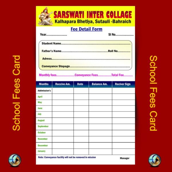 School Fees Card Design